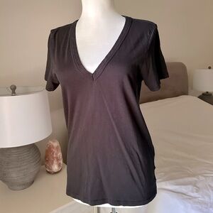 Women’s Rag & Bone The Slub V-Neck Short Sleeve T-Shirt Size Small in Black